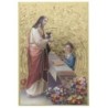 Cadre en bois à suspendre, finition feuille d’or – H. 15 x 10 cm, image collée, plusieurs saints.