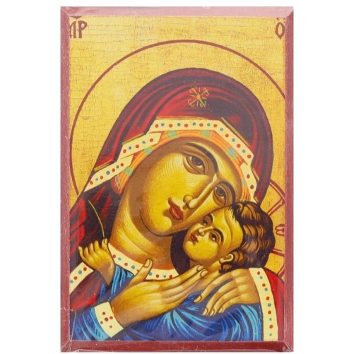 Icone en bois serigraphiee a suspendre ou a poser H.9x6 cm, plusieurs sujets.