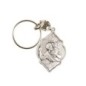 Porte-clés octogonal en métal argenté, H. 4 cm.