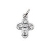 Croix de cou des Saints Protecteurs en métal argenté, double face – Hauteur 1,4 cm