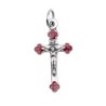 Croix de cou baroque en métal couleur argentée émaillé avec Christ H. 2,5 cm.