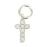 Croix de cou en métal couleur argentée avec pierres OZ serties H. 0,8 cm.