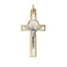 Croix de cou en métal couleur dorée émaillé blanc avec Christ et JHS H. 4 cm.
