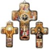 Croix icone en bois avec surimpression en relief dorée/argentée 12x18 cm, plusieurs saints