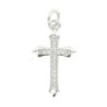 Croix de cou en métal couleur argentée avec pierres OZ serties H. 1,7 cm.