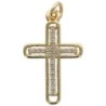 Croix de cou en laiton doré avec au centre croix avec pierres OZ. H.2 cm