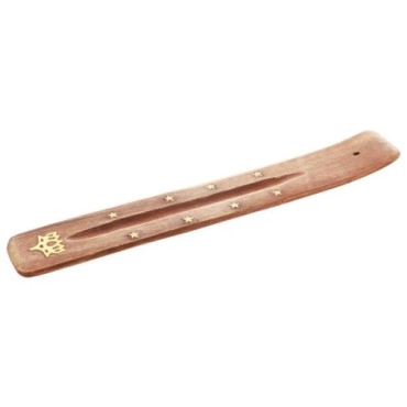 Brûle encens pour bâtonnets en bois imprimé fleur. Longueur 26 x3.5 cm. BOITE DE 4.