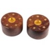 Brûle-encens rond en bois verni étoile, pour bâtonnets ou cônes, H 3,5 cm, Ø 6 cm. Boîte de 2.