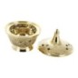Brûle-encens en laiton ciselé avec pied et grille, grand modèle, H 9 cm, Ø 8 cm. Livré en boîte individuelle.