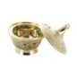 Brûle-encens en laiton ciselé avec pied et grille, grand modèle, H 9 cm, Ø 8 cm. Livré en boîte individuelle.