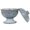 Brûle-encens en stéatite gravée, forme calice avec couvercle et grille, H 10 cm, Ø 9 cm. Livré en boîte individuelle.