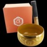 Lot de 7 Bol chantant Tibetain traditionnel en laiton émaillé 7 Chakras Ø 12,5 cm, poids 490 g. - LOT de 7