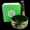 Lot de 7 Bol chantant Tibetain traditionnel en laiton émaillé 7 Chakras Ø 12,5 cm, poids 490 g. - LOT de 7