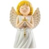 Statue enfantine Ange rose avec un chapelet,  H.10 cm