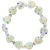 Bracelet sur élastique grains forme cœur style Murano H. 1.2 cm. LOT DE 5 BRACELETS ASSORTIS.