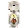 Porte-clés en métal de couleur argenté de forme ovale H. 4.3 cm. Livré en boite cadeaux. Existe avec différents Saints.