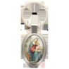 Porte-clés en métal de couleur argenté de forme ovale H. 4.3 cm. Livré en boite cadeaux. Existe avec différents Saints.