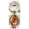 Porte-clés en métal de couleur argenté de forme ovale H. 4.3 cm. Livré en boite cadeaux. Existe avec différents Saints.