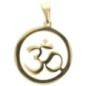 Pendentif symbole OM en acier inoxydable couleur dor-eacute-e- H- 3-3 cm