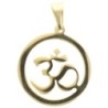 Pendentif symbole OM en acier inoxydable couleur dorée, H. 3,3 cm