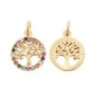 Pendentif symbole arbre de vie couleur doree avec zircon, H. 1,4 cm