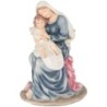 Statue en polystone polychrome peinte à la main de la Vierge à l'Enfant assise, H. 22 cm
