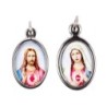 Médaille métal couleur argentée ovale H. 2,5 cm + 2 résines personnalisées