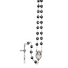 Chapelet grains en hématite 7 mm, chaîne argentée, croix avec Christ, 30 cm au cœur..