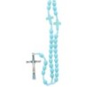 Chapelet sur corde grains en pierre synthetique Ø 8 mm, longueur au cœur 24 cm, croix avec Christ. Livre en boite.