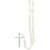 Chapelet sur corde grains en pierre synthetique Ø 8 mm, longueur au cœur 24 cm, croix avec Christ. Livre en boite.