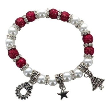 Bracelet de l Avent avec breloque sur élastique, grains irisé Ø 8 mm avec strass. Livre en boite.  Différentes couleurs