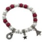 Bracelet de l Avent avec breloque sur élastique, grains irisé Ø 8 mm avec strass. Livre en boite.  Différentes couleurs