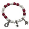 Bracelet de l Avent avec breloque sur élastique, grains irisé Ø 8 mm avec strass. Livre en boite.  Différentes couleurs