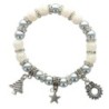 Bracelet de l Avent avec breloque sur élastique, grains irisé Ø 8 mm avec strass. Livre en boite.  Différentes couleurs