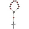 Dizainier sur chaîne en bois et hématite grains Ø 6 mm. Croix métal avec Christ