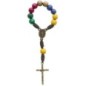 Dizainier des missions sur corde marron, grains bois Ø 6 mm, croix avec Christ