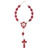 Dizainier sur corde en bois rouge Ø 7 mm, fermoir, résine VM croix bois avec Christ.