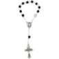 Dizainier sur chaîne grains en hématite forme cube Ø 6 mm, croix métal avec Christ.