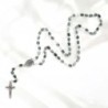 Chapelet grains ovales en bois, Ø 8 mm, chaine couleur argentee, longueur au cœur 36 cm, croix avec Christ.