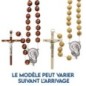 Chapelet du pelerin grains en bois, Ø 20 mm, chaine couleur argentee,  longueur au cœur 72 cm, croix avec Christ.