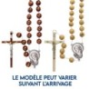 Chapelet du pelerin grains en bois, Ø 20 mm, chaine couleur argentee,  longueur au cœur 72 cm, croix avec Christ.