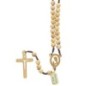 Chapelet sur corde grains en bois d'olivier Ø 7 mm, longueur au cœur 22 cm, cœur bois, croix avec Christ découpé..