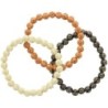 Bracelet sur elastique imitation bois 3 couleurs Ø 7 mm. LOT DE 12.