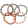 Bracelet sur elastique grains plastique imitation bois et couleur assortie Ø 7 mm. LOT DE 10.