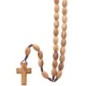 Chapelet sur corde- grains ovales taille 1-5 cm en bois d’olivier- Longueur jusqu'au coeur 45 cm