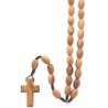 Chapelet sur corde- grains ovales taille 1-5 cm en bois d’olivier- Longueur jusqu'au coeur 45 cm
