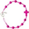 Bracelet dizainier pour enfant sur corde avec fermoir grains et croix en pierre teinte Ø 5 mm Differentes couleurs
