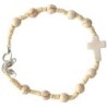 Bracelet dizainier pour enfant sur corde avec fermoir grains et croix en pierre teinte Ø 5 mm Differentes couleurs