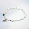 Bracelet dizainier sur chaine grains a facettes et forme rose Ø 5 mm, avec medaille de la V. Miraculeusec. Differentes couleurs.
