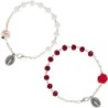 Bracelet dizainier sur chaine grains a facettes et forme rose Ø 5 mm, avec medaille de la V. Miraculeusec. Differentes couleurs.